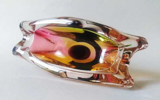 Image 1 of Jozef Rozinek Design modernistische mehrfarbige Glasschale, Novy Bor-Haida 1960