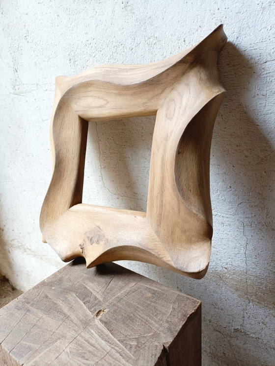 Marco/espejo de roble tallado, forma orgánica – retroDom, Wood (photo 2 of 5)