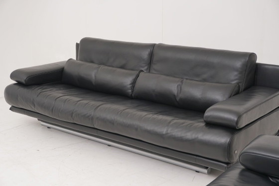 Image 1 of Rolf Benz 6500 Set Sofa Couch Three-seater Two-seater Leather Black