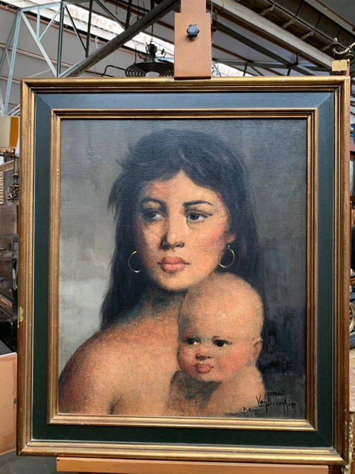 A. van BELLEGHEM ( ) "Mother and child". – schilderijen tekeningen, Canvas (photo 2 of 7)