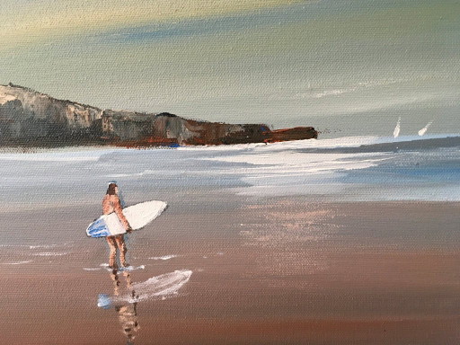 Philippe Laurent - Surf On The Beach - Tableau D'Artiste – schilderijen tekeningen, Canvas (photo 2 of 19)