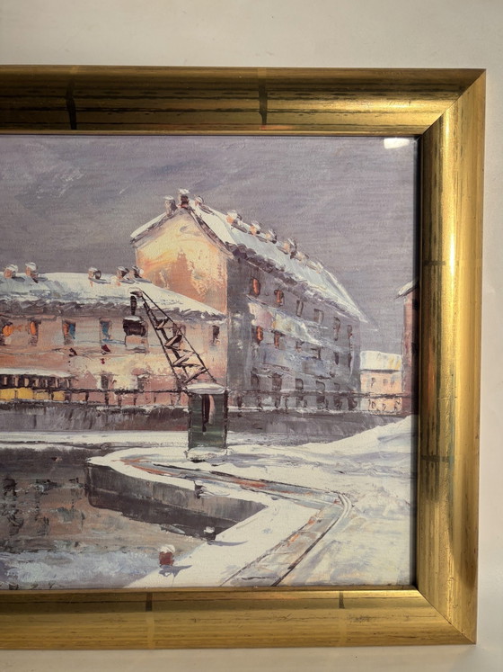 Oil Painting on Cardboard of a Canal in Milan by Eugenio Mantegani, 1980s – Paintings & Drawings (photo 4 of 9)
