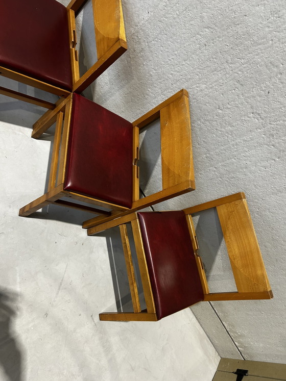 Moderne der Mitte des 20. Jahrhunderts – Vintage, Esszimmerstühle, Wood, Skai (photo 5 of 6)