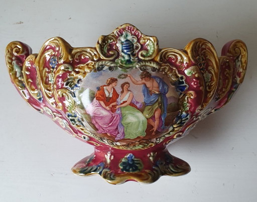 Giardiniera in porcellana riccamente decorata in stile rococò 30x18 cm