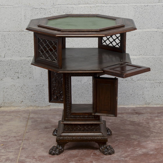 Late 19th Century Maggini Revolving Occasional Table with Removable Glass Top, Coffee tables, Wood, Brown (photo 2 of 20)
