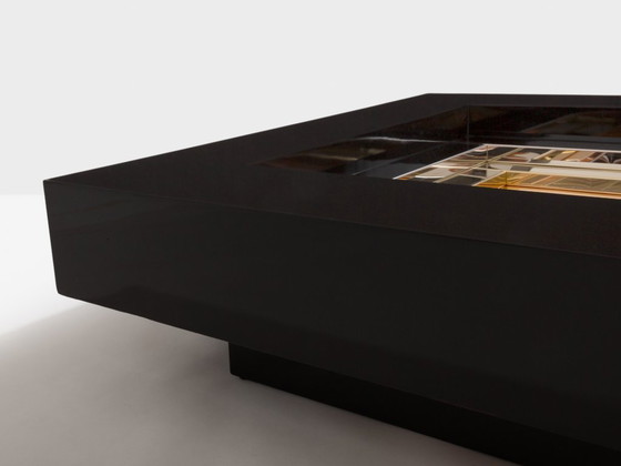 Image 1 of Alain Delon per Maison Jansen tavolino da caffè in ottone cromato laccato 1972