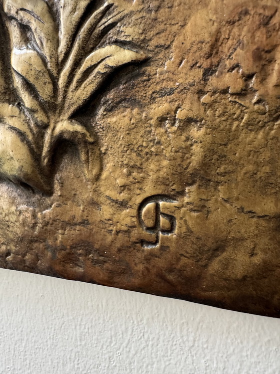 Image 1 of Antique bronze low relief painting