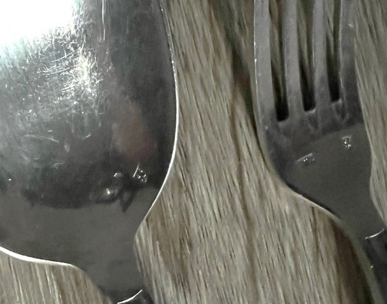 Image 1 of Doos/kist 2 art deco verzilverd bestek jaren 60 zilversmid François Frionnet vintage