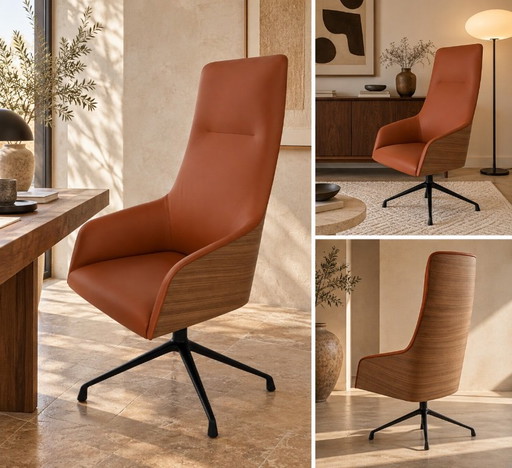 Impresionante sillón Andreu World Flex Executive SO1846, diseñado por Piergiorgio Cazzaniga