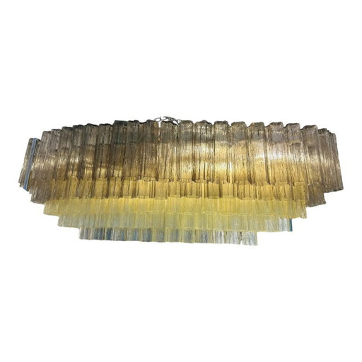 Contemporary Large Murano Glass Chandelier in Gold
