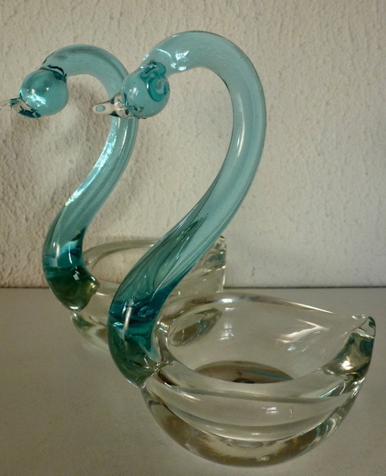 Image 1 of 2x Glazen zwaantjes in Murano stijl.