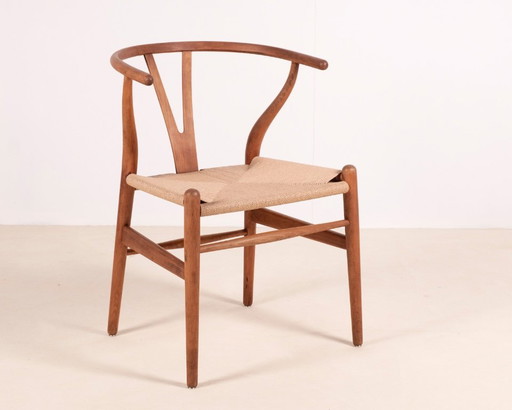 1x Fauteuil Wishbone CH24 de Hans J. Wegner en hêtre, années 1960