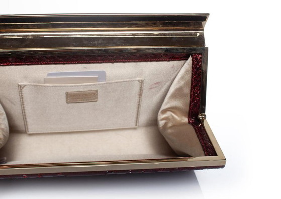 Image 1 of Jimmy Choo Clutch aus Pythonleder in Metallic-Rot