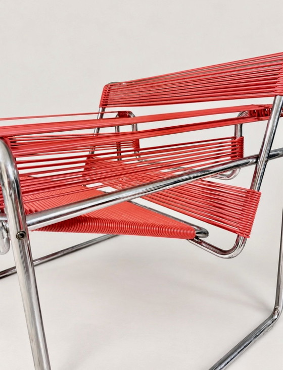 Sedia Wassily Vintage, Cordino Spaghetti Rosso, Italia, Poltrone, Cromo, Altro (foto 8 di 10)