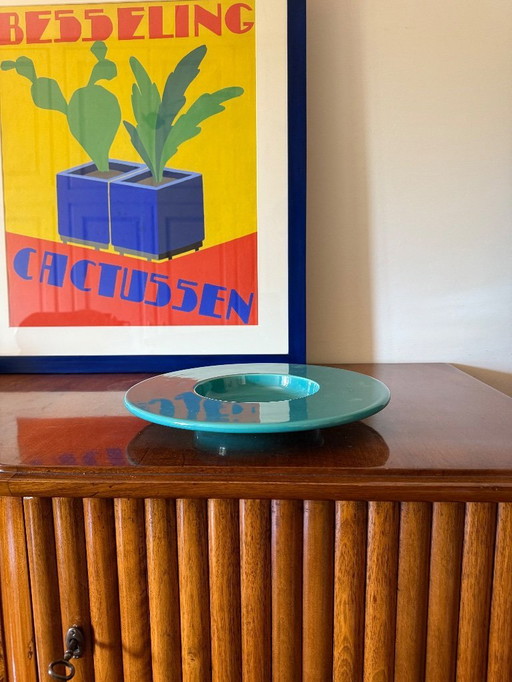 Space age blue ceramic bowl / vide poche mod. Disco, Sicart  Italy ca. 1970
