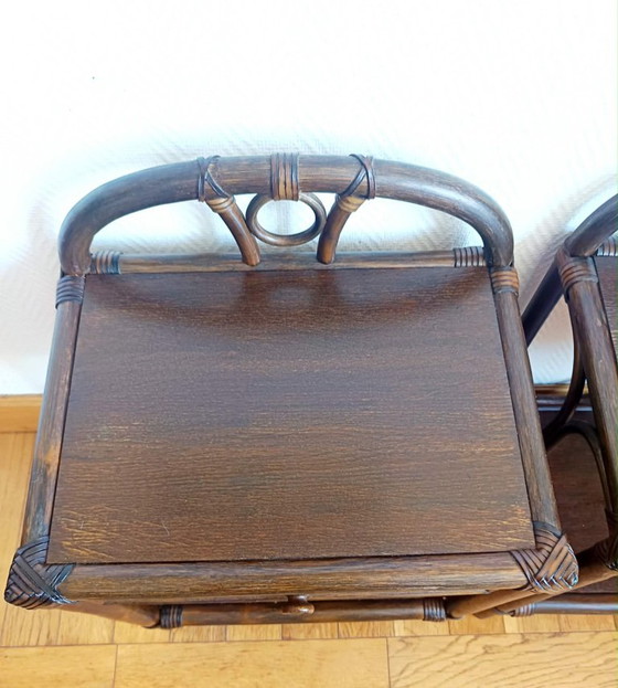 Image 1 of 2 comodini vintage in rattan degli anni '60