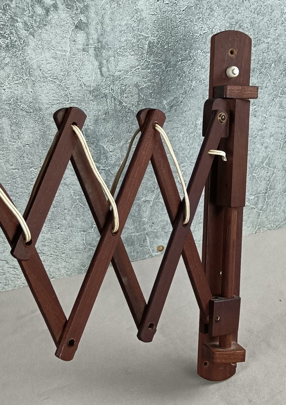 Image 1 of Midcentury modern accordion lamp in solid teak, 1960