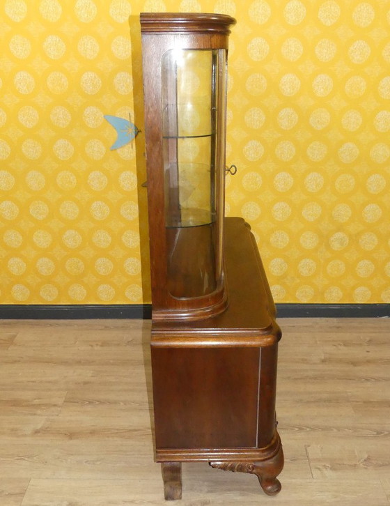 Image 1 of vetrina in vetro curvo semicircolare, mobile da soggiorno, vetrina Thummernicht, credenza alta in vetro, mobiletto per stoviglie