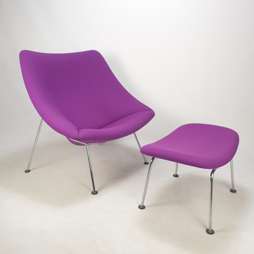 Vintage Oyster armchair and ottoman by Pierre Paulin for Artifort, 1980s