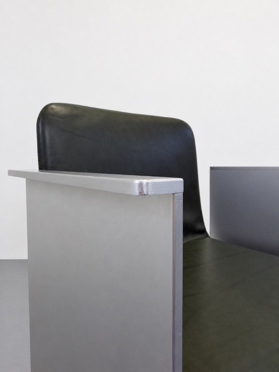 Set of 2 Flutz Cassina Chairs Michael Anastassiades Steel, Leather, Dining chairs, Green (photo 10 of 13)