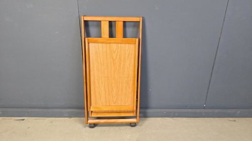 Vintage Italiaanse opvouwbare houten serveerwagen, jaren 80