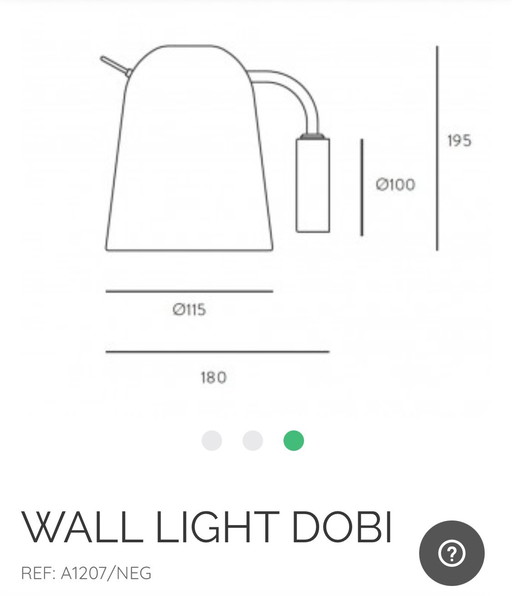 Wall Lamp Brand Aromas, Dobi Black. Set of 2 Pieces