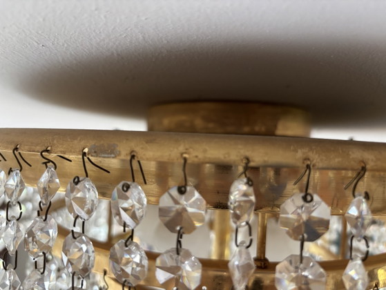Vintage Getrapte Kristallen Plafondlamp – Messing & Kristal – Jaren 70 – Plafondlampen, Brass, Crystal (photo 9 of 12)