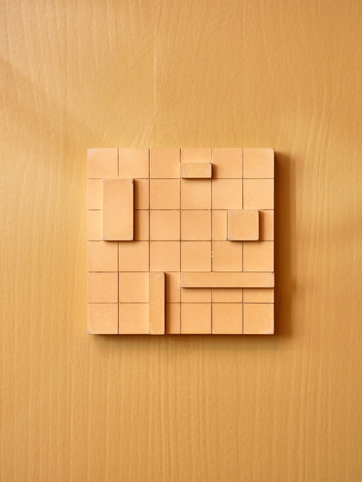 Set Of 4 Warm Yellow Brutalist Wall Objects