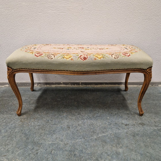 Image 1 of Louis XV boudoir bench Antique needlepoint