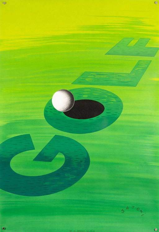 Golf – 1960 – Originele vintage sportposter van Munetsugu Satomi – Mid-Century Modern – 97x67 cm