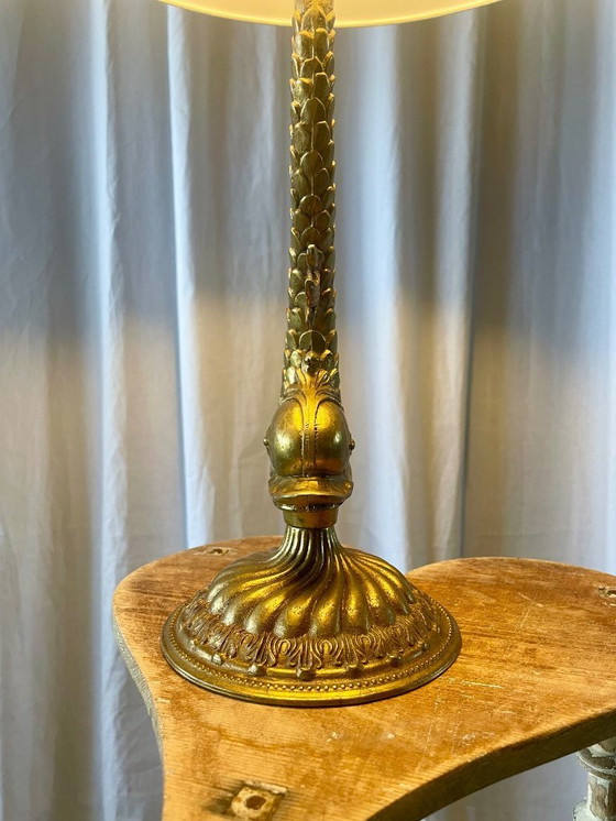 Image 1 of Delfinlampe aus vergoldeter Bronze im Stil Louis XV.