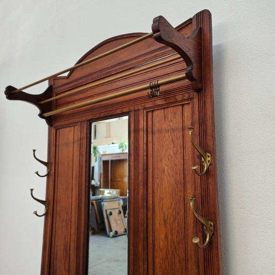 Image 1 of Antique hallway furniture, coat rack, free-standing coat rack with mirror