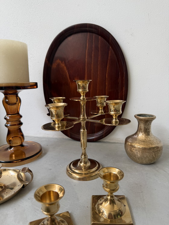 Image 1 of Vintage messing kandelaars set | mid century brass | sfeervol decor