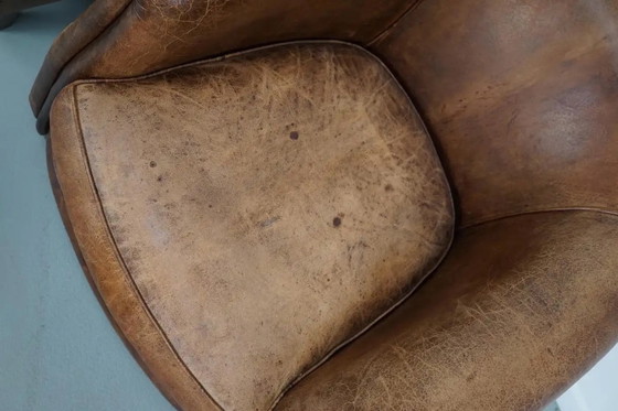 Image 1 of Vintage Nederlandse cognackleurige leren clubfauteuils, set van 2