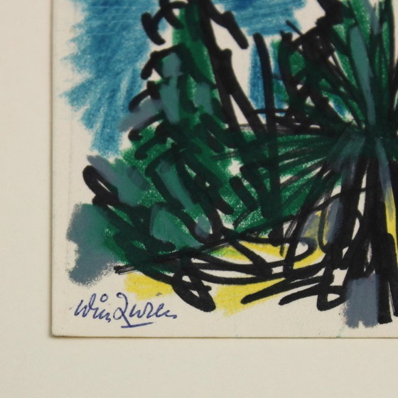 Image 1 of Willem Zwiers (1922 - 2019) - Cavi di Levagna - Italy - 1957 - mixed media on paper