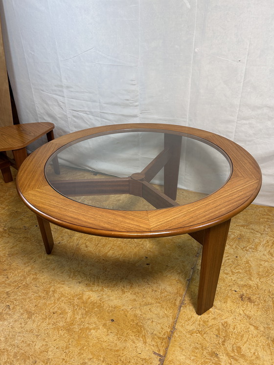 Image 1 of Mid-Century Retro Vintage Teak Round Coffee Table with 3 Nesting Side Tables by G Plan – 1960 Elegant Design | Functional Versa