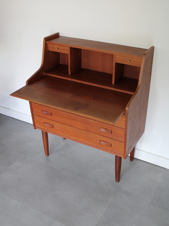 Vintage Deense Secretaire in Teak – Bureau, Wood (photo 9 of 12)
