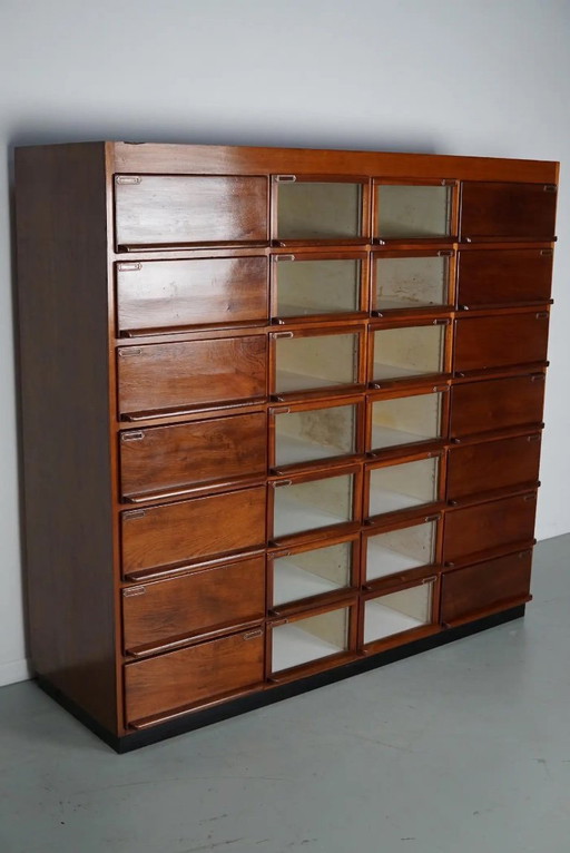Large vintage Dutch hardwood haberdashery cabinet, 1930s