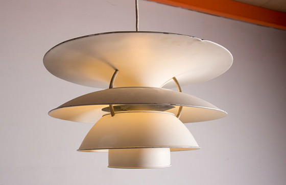 Image 1 of Danish suspension lamp in brushed metal, Model PH 6 ½ -6V Called "Charlottenborg" by Poul Henningsen for Louis Poulsen
