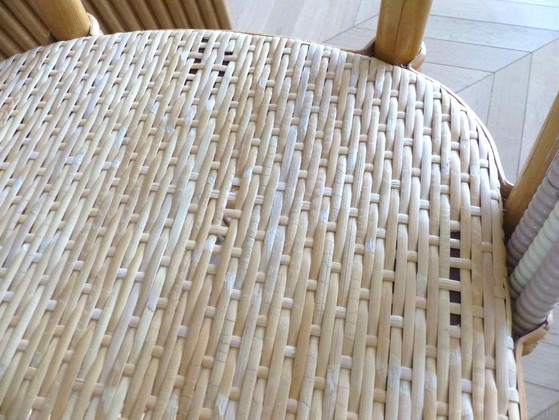 Image 1 of Set van 3 Maison Louis Drucker bistrostoelen in licht Manila-rotan.