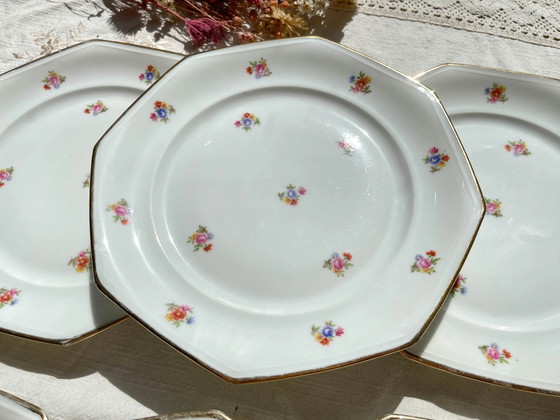 6 platos llanos de porcelana francesa floral LAMOTTE – Loza, Porcelain (photo 4 of 20)