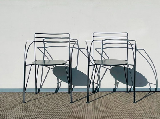 Image 1 of Pair of 'Lune d'Argent' chairs by Pascal Mourgue for Fermob. Vintage 80s