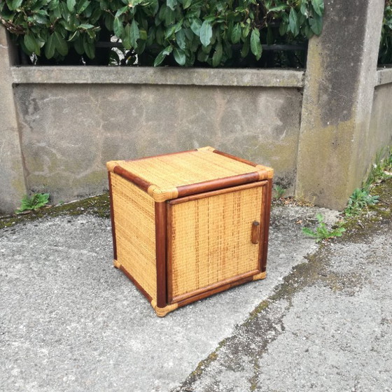 Image 1 of Rattan Cube with Storage Around 1960