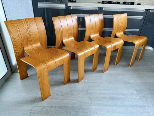 4x sedie per sala da pranzo - sedia a strisce di Castelijn, designer Gijs Bakker