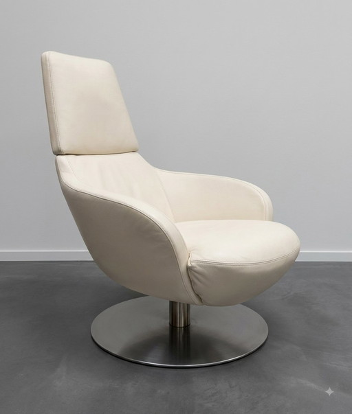 Sillón giratorio de cuero Natuzzi Design Modelo Brend – draaistoelen, Leather, Metal