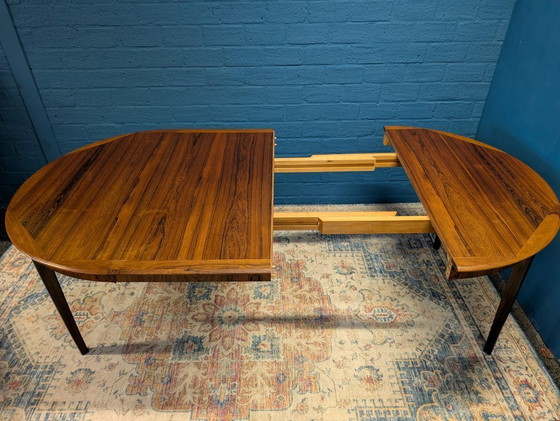 Image 1 of Table de salle à manger ronde extensible vintage, en palissandre, années 1960