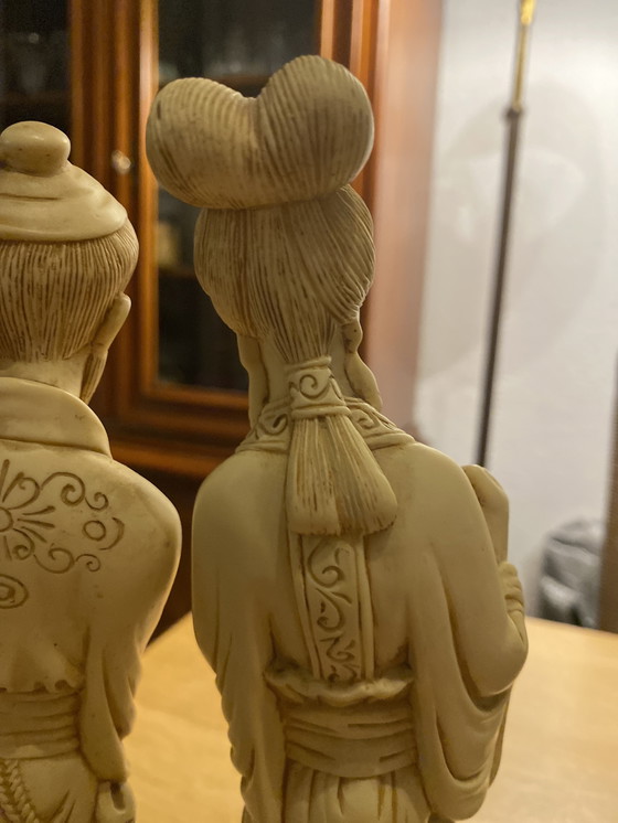 Image 1 of Chinese figurine pair Hanfu Tang Ming Dynasty