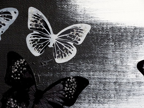 Modern painting with butterflies, black and white, CB, Paintings & Drawings, Canvas, Wood (photo 4 of 13)