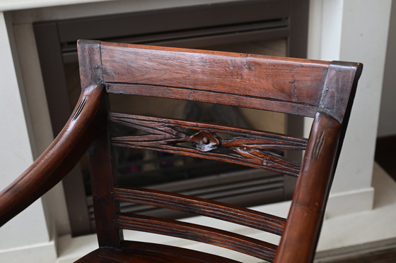 Image 1 of Antieke Engelse Armstoel van Massief Hout