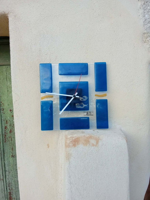 Vintage-Wanduhr – Muranoglas – 23 × 23 cm